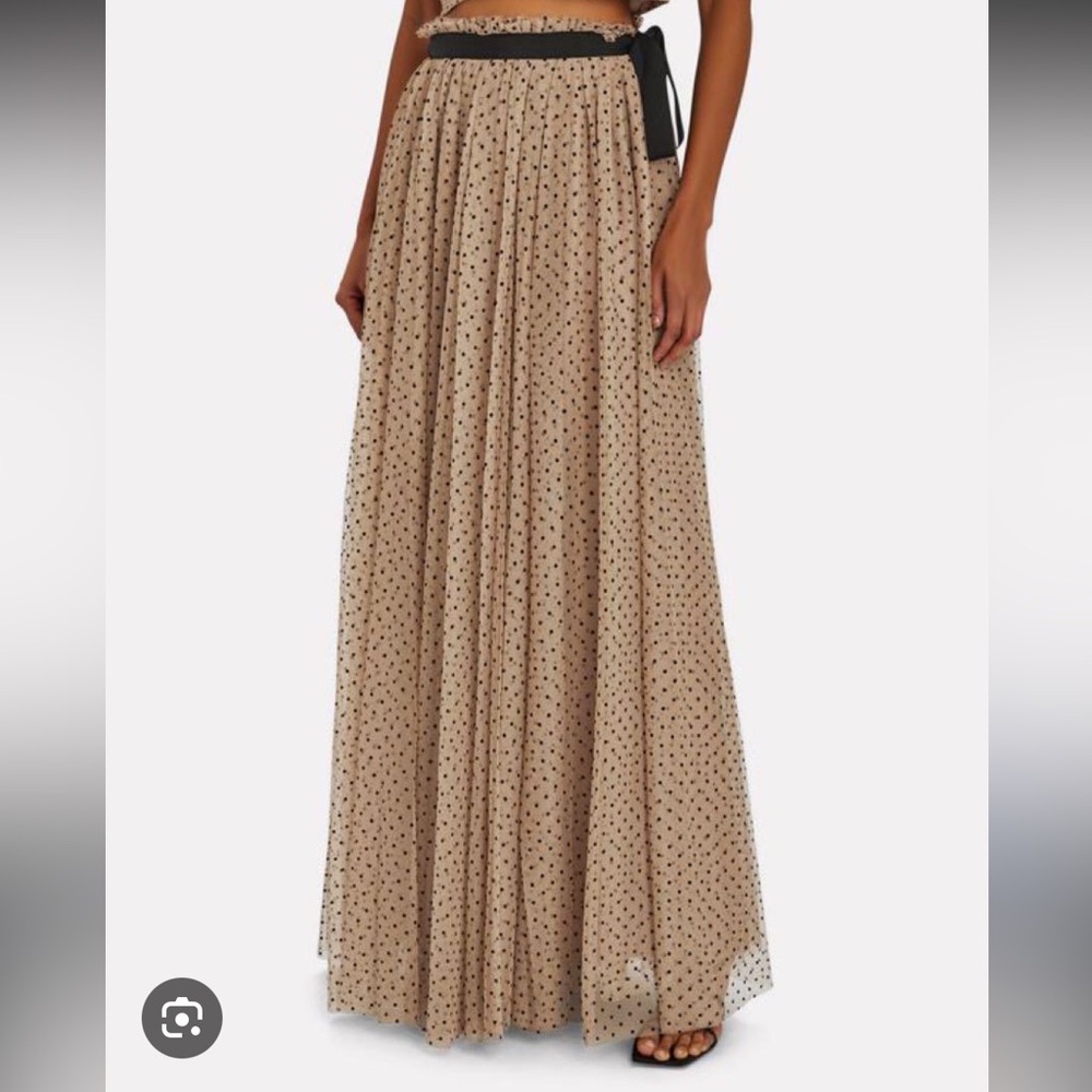 ISO Staud Poppy Maxi Skirt in Nude/Black Dots
